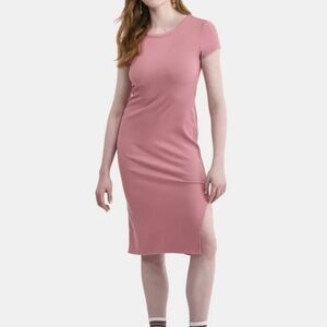 Universal Thread Pink Midi Dress Crew Neck Short Sleeve